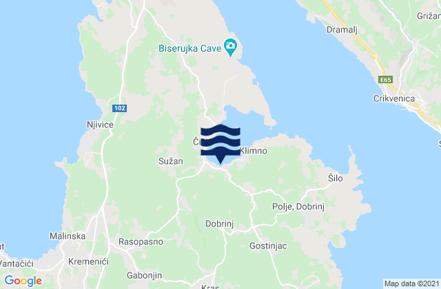 Dobrinj, Croatiaの潮見表地図