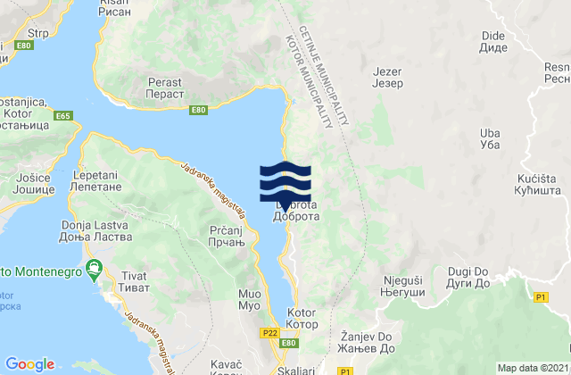Dobrota, Montenegroの潮見表地図