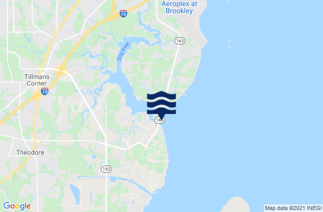 Dog River Hwy 163 bridge Mobile Bay, United Statesの潮見表地図