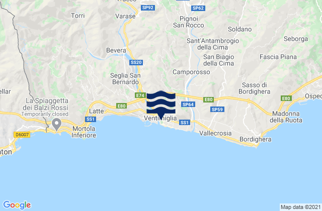 Dolceacqua, Italyの潮見表地図