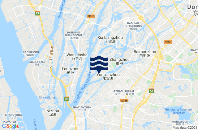 Dongguan, Chinaの潮見表地図