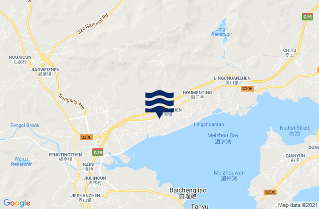 Donghai, Chinaの潮見表地図