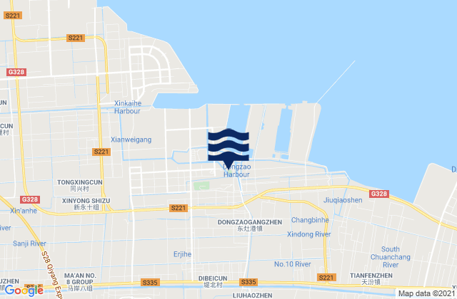 Dongzaogang, Chinaの潮見表地図