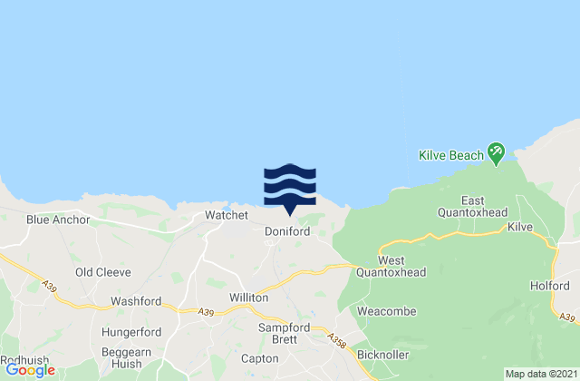 Doniford Beach, United Kingdomの潮見表地図