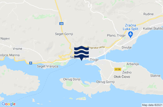 Donji Seget, Croatiaの潮見表地図