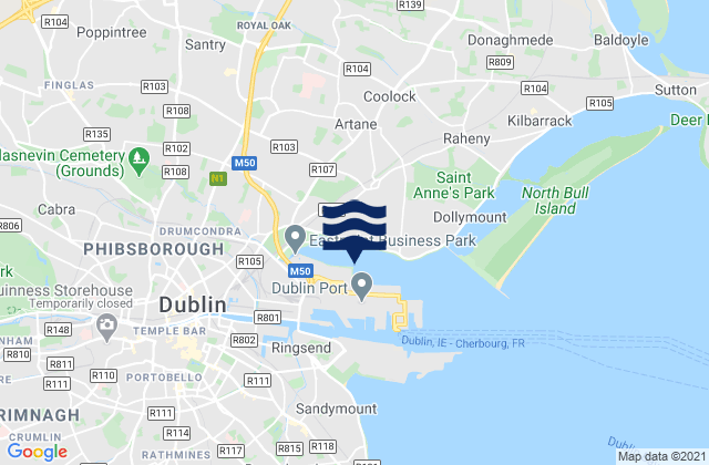 Donnycarney, Irelandの潮見表地図