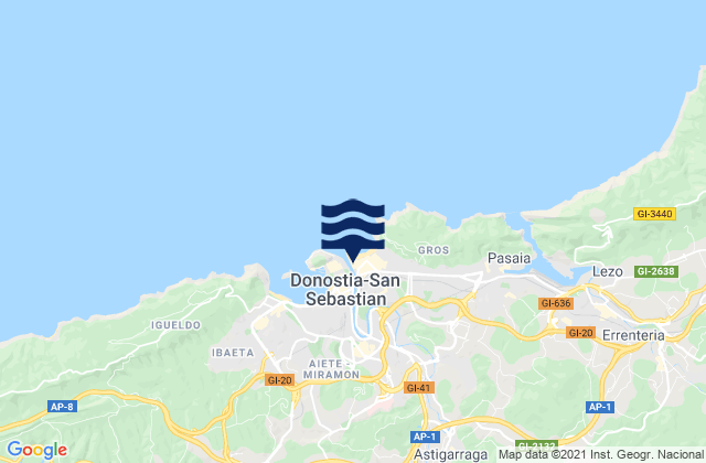 Donostia / San Sebastián, Spainの潮見表地図