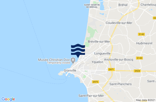 Donville-les-Bains, Franceの潮見表地図