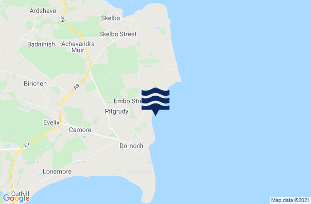 Dornoch (North) Beach, United Kingdomの潮見表地図