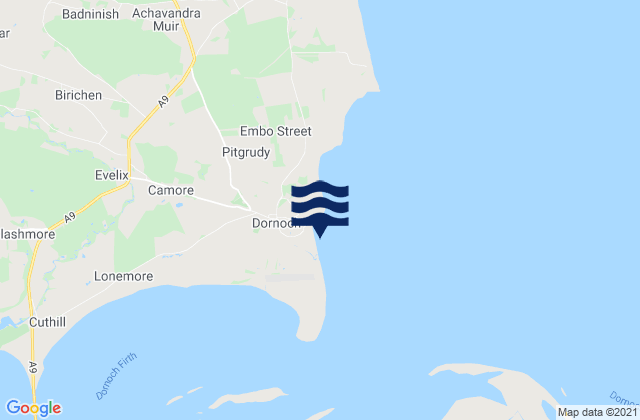 Dornoch Beach, United Kingdomの潮見表地図