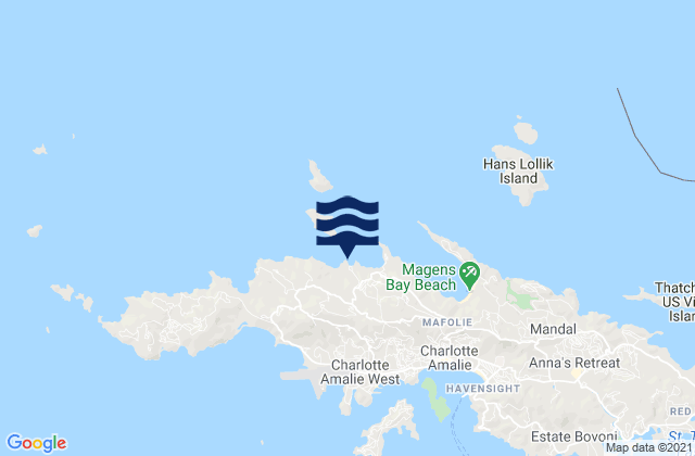 Dorothea Bay Ruy Point, U.S. Virgin Islandsの潮見表地図