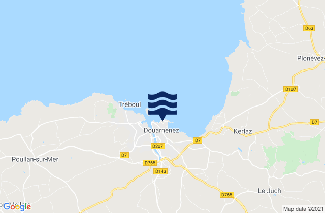 Douarnenez, Franceの潮見表地図