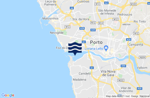 Douro, Portugalの潮見表地図