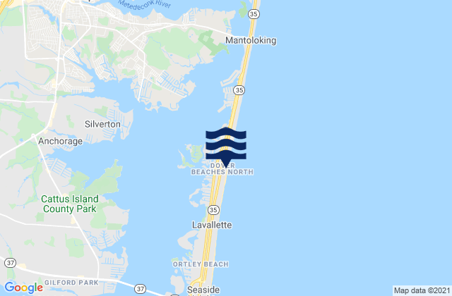 Dover Beaches North, United Statesの潮見表地図