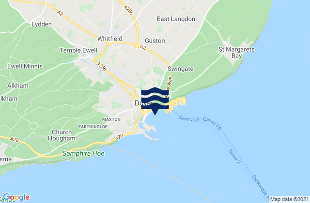 Dover Harbour Beach, Franceの潮見表地図