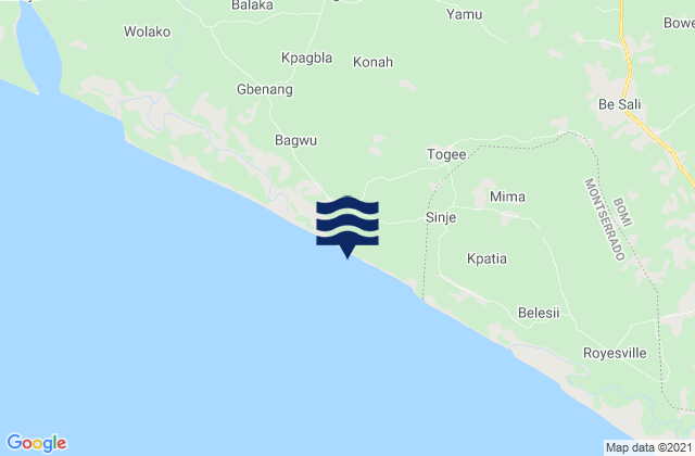 Dowein District, Liberiaの潮見表地図
