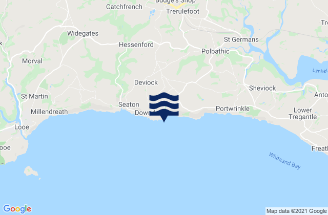 Downderry Beach, United Kingdomの潮見表地図