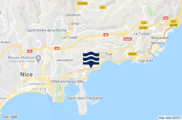 Drap, Franceの潮見表地図