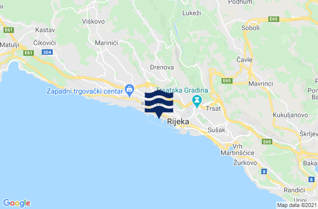 Drenova, Croatiaの潮見表地図