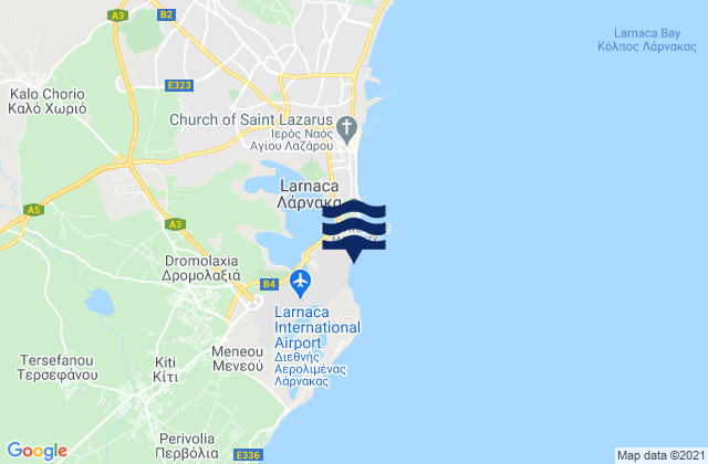 Dromolaxiá, Cyprusの潮見表地図