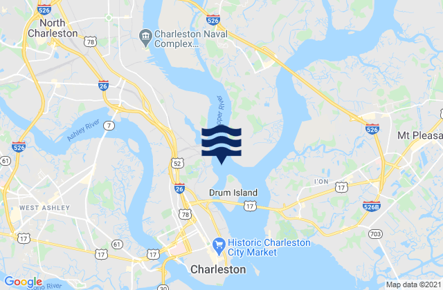 Drum Island 0.2 mile above, United Statesの潮見表地図