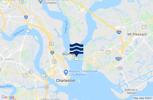 Drum Island east of (bridge), United Statesの潮見表地図