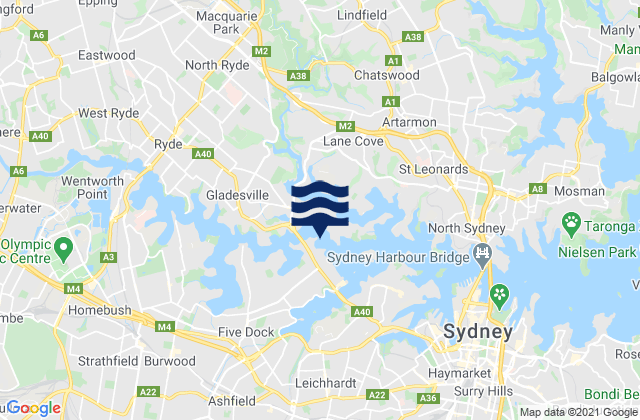 Drummoyne, Australiaの潮見表地図