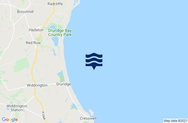Druridge Bay, United Kingdomの潮見表地図