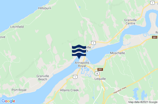 Drury Entrance, Canadaの潮見表地図