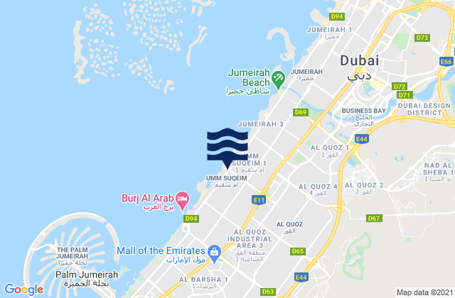 Dubai, United Arab Emiratesの潮見表地図