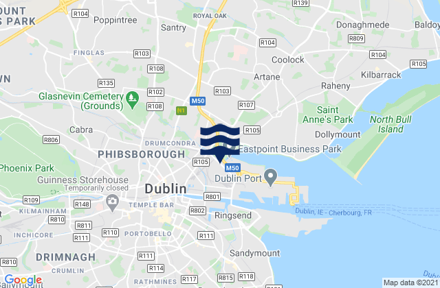 Dublin City, Irelandの潮見表地図