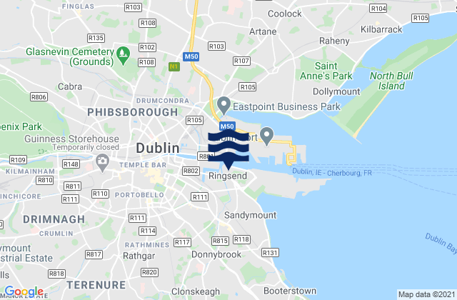 Dublin, Irelandの潮見表地図