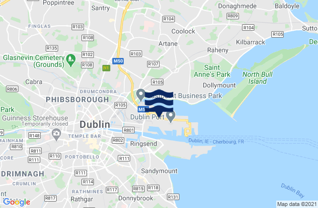 Dublin Port, Irelandの潮見表地図
