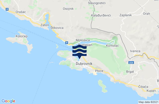 Dubrovačko-Neretvanska Županija, Croatiaの潮見表地図