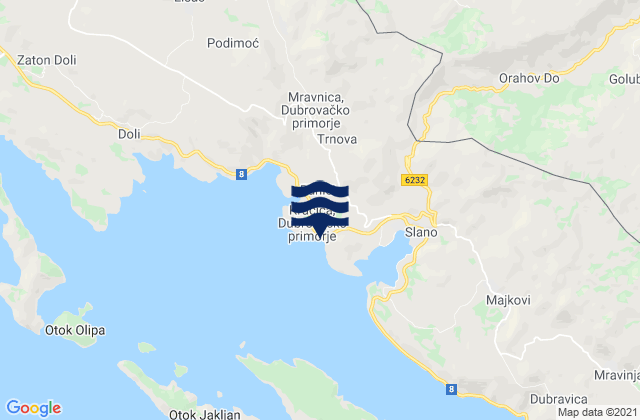 Dubrovačko primorje, Croatiaの潮見表地図