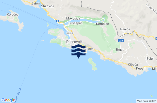 Dubrovnik (Ragusa), Croatiaの潮見表地図