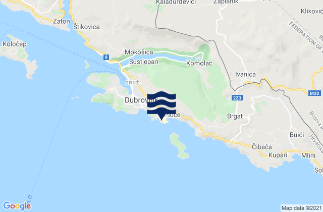 Dubrovnik, Croatiaの潮見表地図