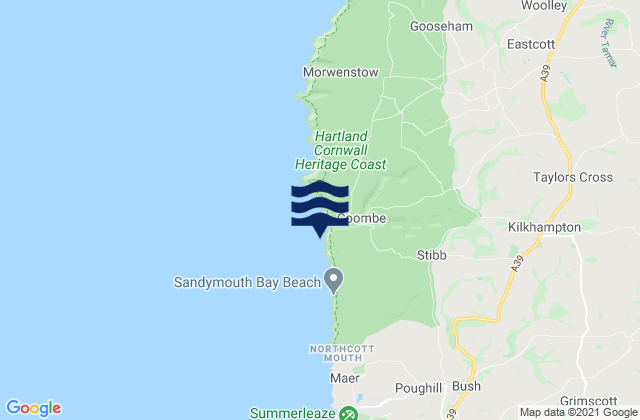 Duckpool Beach, United Kingdomの潮見表地図
