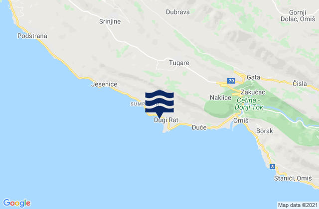 Dugi Rat, Croatiaの潮見表地図