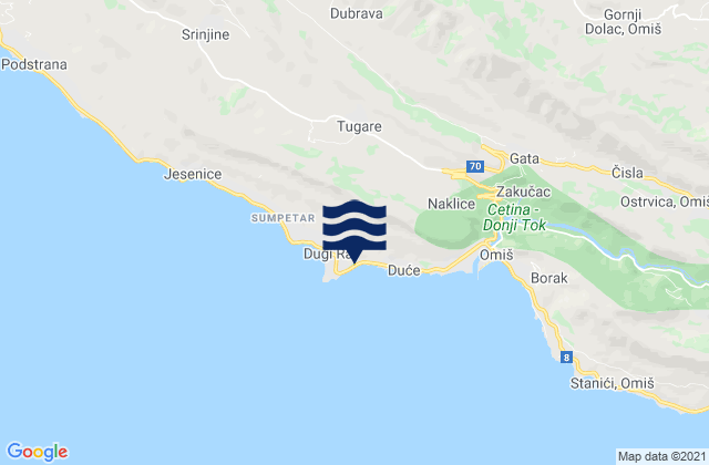 Dugi Rat Općina, Croatiaの潮見表地図