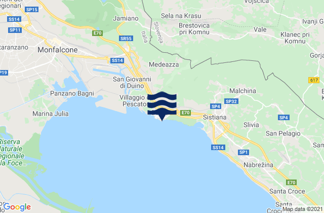 Duino, Italyの潮見表地図