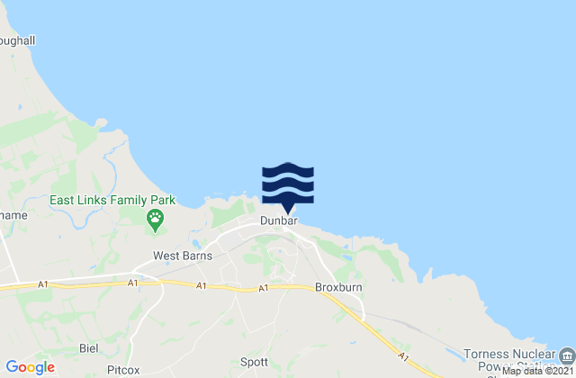 Dunbar East Beach, United Kingdomの潮見表地図