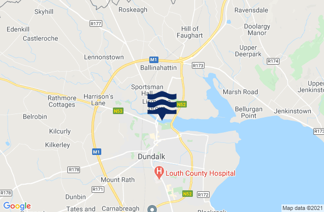 Dundalk, Irelandの潮見表地図