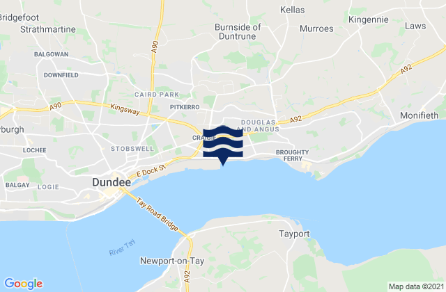 Dundee City, United Kingdomの潮見表地図