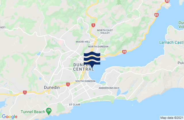 Dunedin, New Zealandの潮見表地図