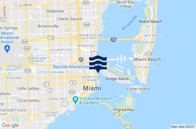 Dunes Hotel (Miami), United Statesの潮見表地図