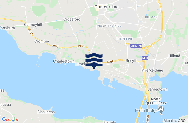 Dunfermline, United Kingdomの潮見表地図