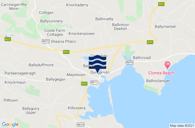Dungarvan, Irelandの潮見表地図