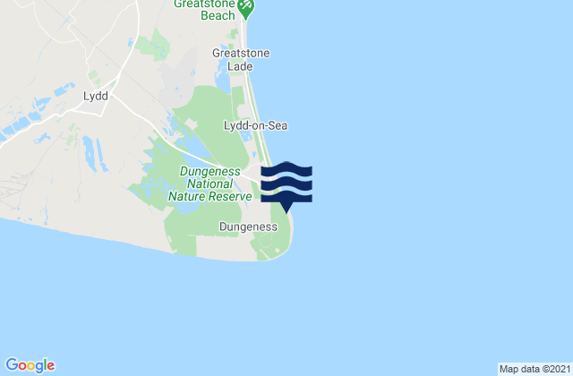 Dungeness Beach, United Kingdomの潮見表地図