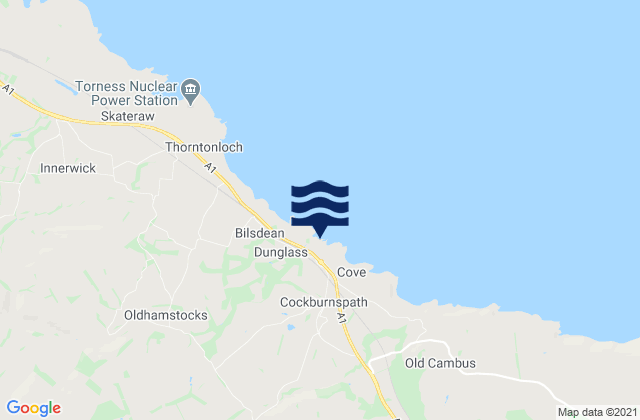 Dunglass Beach, United Kingdomの潮見表地図